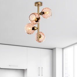 Opviq Benek - 15 - 14503 Lámpara de Araña Rosa y Dorado